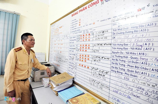 Ngày cuối cùng nhận nhiệm vụ điều tiết giao thông tại vòng xoay bờ Nam Chương Dương, ông không khỏi bùi ngùi, thẫn thờ khi nhìn tên mình trên bảng phân công ca trực.