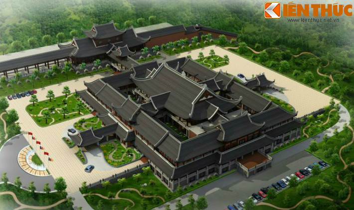 Nhà khách chùa Bái Đính là một công trình hoành tráng và ấn tượng, nằm trong khuôn viên chùa Bái Đính (thuộc xã Gia Sinh, huyện Gia Viễn, Ninh Bình) được Công ty cổ phần tập đoàn Xuân Trường đầu tư và thi công, cùng sự tư vấn thiết kế của Công ty cổ phần tư vấn kiến trúc AC. Ảnh: Phối cảnh công trình.