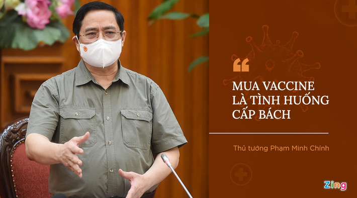 Khi dịch diễn biến phức tạp với số ca nhiễm rất lớn từng ngày, Thủ tướng triệu tập cuộc họp Thường trực Chính phủ về việc mua vaccine phòng Covid-19 của Công ty Pfizer. Trong điều kiện chống dịch như chống giặc”, khan hiếm vaccine phòng, chống Covid-19 trên toàn cầu, Thủ tướng nhấn mạnh việc mua vaccine là tình huống cấp bạch, phải được xử lý theo trường hợp đặc biệt, cấp bách và phải thực hiện ngay. Vì thế, việc lấy ý kiến các thành viên Chính phủ ngay lập tức được triển khai, đa số thống nhất chủ trương này.