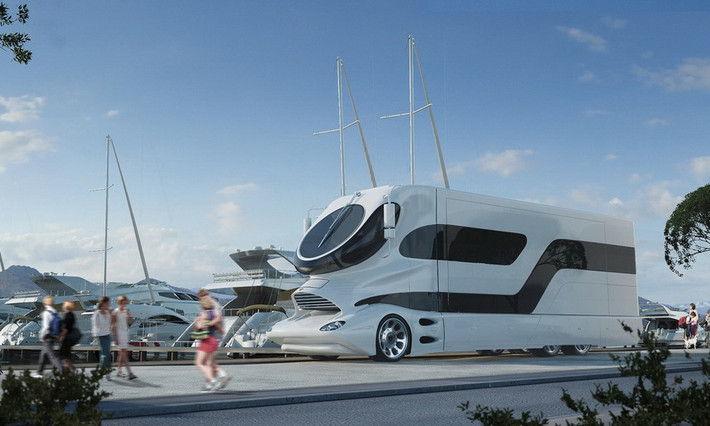 Hãng xe Marchi Mobile của Áo vừa cho ra đời mẫu xe bus siêu sang eleMMent Palazzo RV. Đây là mẫu xe bus sản xuất theo đơn đặt hàng của của đại gia Dubai và được mệnh danh là "siêu du thuyền mặt đất" hay "khách sạn di động".