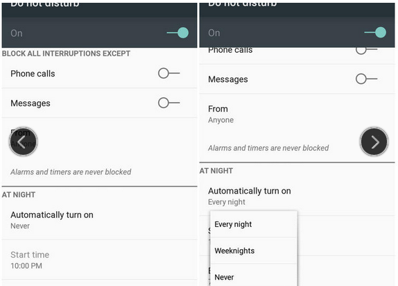 9. Do Not Disturb (Không làm phiền) Những cài đặt tùy chỉnh của Android L giúp bạn điều chỉnh chế độ im lặng cho điện thoại phù hợp hơn mà không cần đặt chế độ im lặng hoàn toàn.