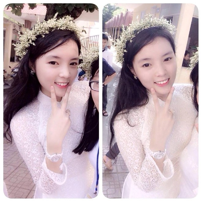 Hình ảnh cô nữ sinh lớp 12 chuyên Pháp Nguyễn Cao Kỳ Duyên.