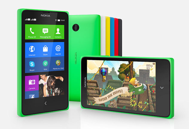 5. Nokia X Nokia X chạy trên nền Android 4.1, giá 2,5 triệu, bộ nhớ trong 4GB, thẻ nhớ ngoài 32GB, tích hợp camera 3.0MP, sử dụng 2 sim 2 sóng. Tuy nhiên, Nokia chạy trên android nên các ứng dụng trên máy đều không hỗ trợ kết nối và đồng bộ từ Google, điều này, bạn có thể xem xét.