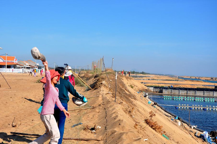 Người dân khẩn trưởng di dời đến nơi an toàn. Đây là cuộc diễn tập ứng phó với sóng thần lần đầu tiên được tổ chức tại tỉnh này với sự tham gia của hàng nghìn người dân và các lực lượng: quân sự, công an, biên phòng, không quân cùng nhiều phương tiện, trang thiết bị cứu hộ, cứu nạn trên biển.