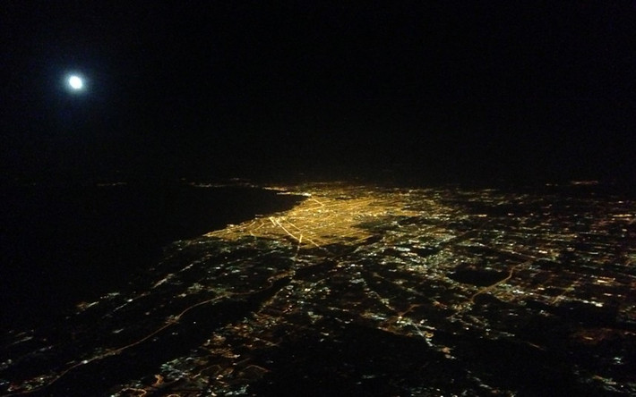 Cảnh đêm tại hồ Michigan ở Chicago, Mỹ.