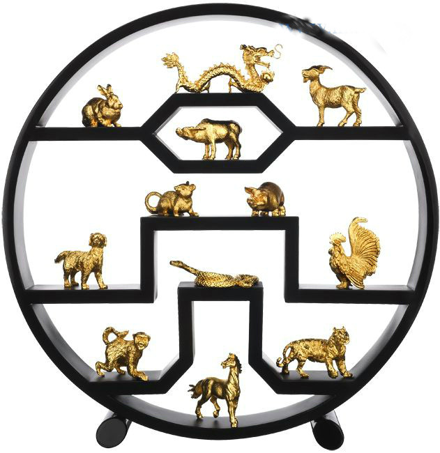 Bộ linh vật 12 con giáp mạ vàng 24K được bán ra thị trường với giá 60 triệu đồng.