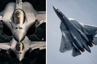 Các tiêm kích Rafale (bên trái) và Su-57