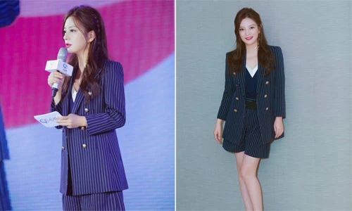 Triệu Vy trẻ trung sành điệu với style áo vest, quần short