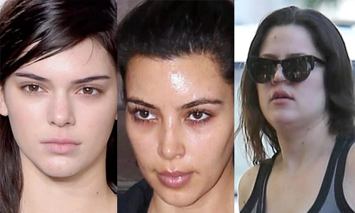 Phát hoảng khi chị em nhà Kim Kardashian không trang điểm