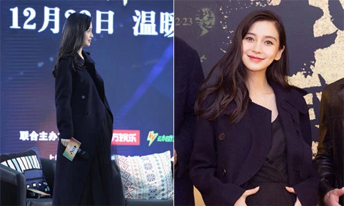 Angelababy xinh xắn, thon gọn dù bụng bầu vượt mặt