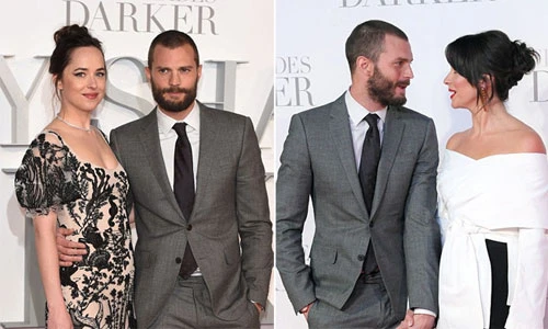 Sao 50 sắc thái sánh bước cùng vợ và bạn diễn trên thảm đỏ