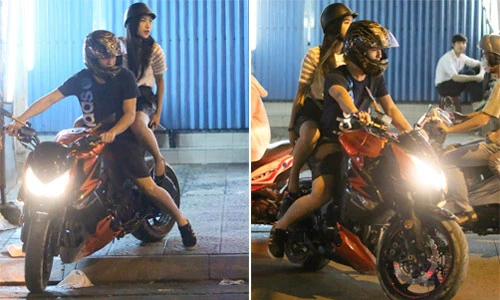 Huỳnh Anh chở bạn gái đi ăn khuya bằng motor khủng