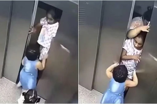 Khoảnh khắc dũng cảm của cô bé cứu trẻ khỏi thang máy hỏng