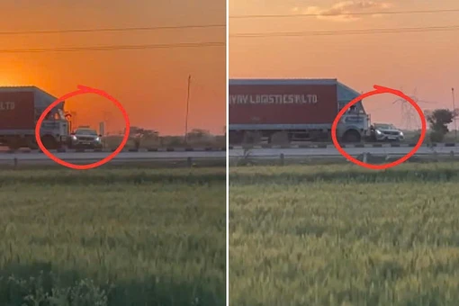 Xe tải kéo lê ô tô 1,5 km trên đường cao tốc, 3 người may mắn thoát chết