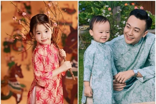 Khoảnh khắc đáng yêu của nhóc tỳ nhà sao Việt trong áo dài ngày Tết