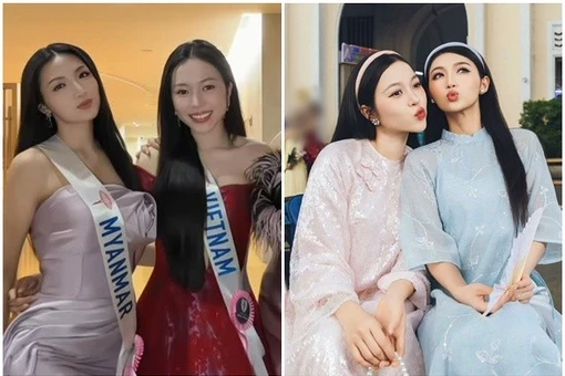 Hoa hậu Kiều Duy thân thiết với mỹ nhân Myanmar Nana