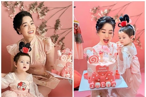 Con gái Nhật Kim Anh xinh như công chúa dịp sinh nhật 1 tuổi