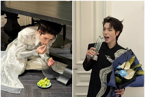 Đức Phúc hào hứng bắt trend 'chui gầm bàn ăn 12 quả nho'