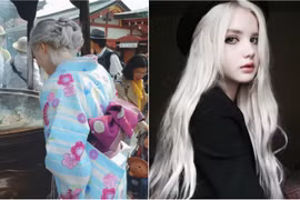 Ngỡ ngàng với nhan sắc của "thiên thần tóc bạch kim" mặc kimono