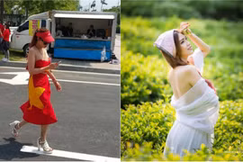 Ảnh đời thường của CĐV dùng cờ quấn ngang hông bị chỉ trích