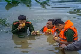 Hình ảnh thấm đượm tình người trong mùa mưa lũ