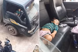 Vô tư ngủ trên xe tải, bé gái gợi "cả trời thương nhớ"