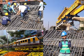 Sôi động công trường tuyến Metro Bến Thành-Suối Tiên ngày 29 Tết