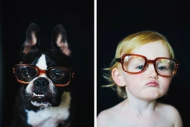 Bật cười xem bé và cún cưng có biểu cảm giống hệt nhau