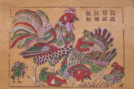 Độc đáo tranh Đông Hồ với hình tượng gà chúc phúc đầu xuân