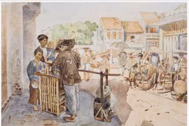 Bộ tranh hiếm về cảnh sinh hoạt ở miền Bắc Việt Nam xưa