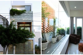 Nhà 3 tầng thoáng sáng với mặt tiền kim loại đục lỗ