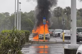 Mải đi ăn trộm, bà mẹ bỏ mặc 2 con trong xe bốc cháy