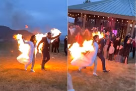 Màn trình diễn cô dâu cùng chú rể cùng bốc cháy trong đám cưới