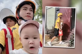 Cảm động câu chuyện của nam shipper chở vợ con cùng đi làm