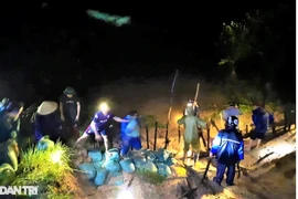 Hàng trăm người trắng đêm cứu con đập bị vỡ tại Nghệ An