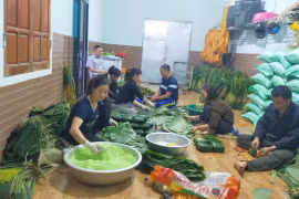 Làng nghề bánh chưng lớn nhất Nghệ An hối hả vào vụ Tết 