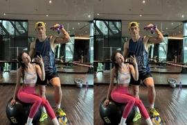 Bùi Tiến Dũng và vợ mẫu tây khoe visual cực phẩm tại phòng gym