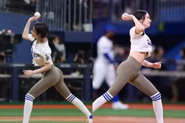 "Nàng thơ" xứ Hàn diện quần legging ném bóng chày khoe đường cong như sóng