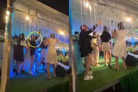 Đi đường gặp đám cưới, cô gái nhập tiệc "quẩy" cực sung