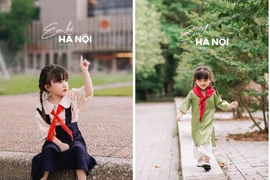 Em bé đeo khăn quàng đỏ chụp ảnh ở Lăng Bác gây thương nhớ