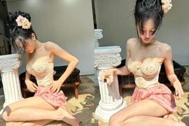 Gái xinh "đất Mỏ" mặc đồ bó chẽn, "lăng-xê" áo corset