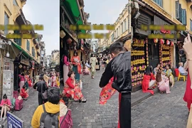 Những con phố Hà Nội "1m2 có chục người chụp ảnh áo dài Tết" 