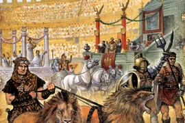 Cuộc so tài giữa võ sĩ giác đấu với các mãnh thú như sư tử, hổ, báo, gấu