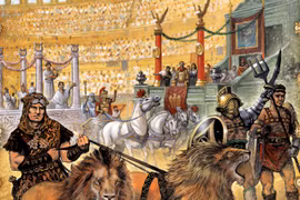 Cuộc so tài giữa võ sĩ giác đấu với các mãnh thú như sư tử, hổ, báo, gấu