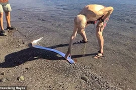 "Quái ngư tận thế" bất ngờ dạt vào bờ biển, dân đổ xô tới xem 