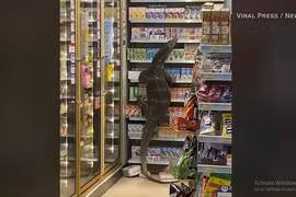 Hoảng hồn kỳ đà hoang dã ẩn nấp trong nhà bếp