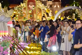 Hàng vạn người tham quan đường hoa Nguyễn Huệ trong đêm khai mạc