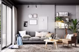 Căn hộ màu xám chủ đạo vẫn sang trọng, nổi bật ấm cúng