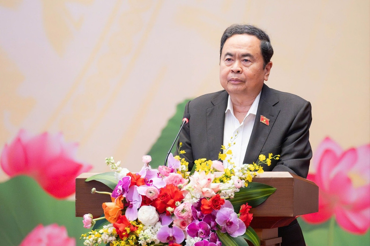 Chủ tịch Quốc hội Trần Thanh Mẫn phát biểu tại Hội nghị. Ảnh: VGP