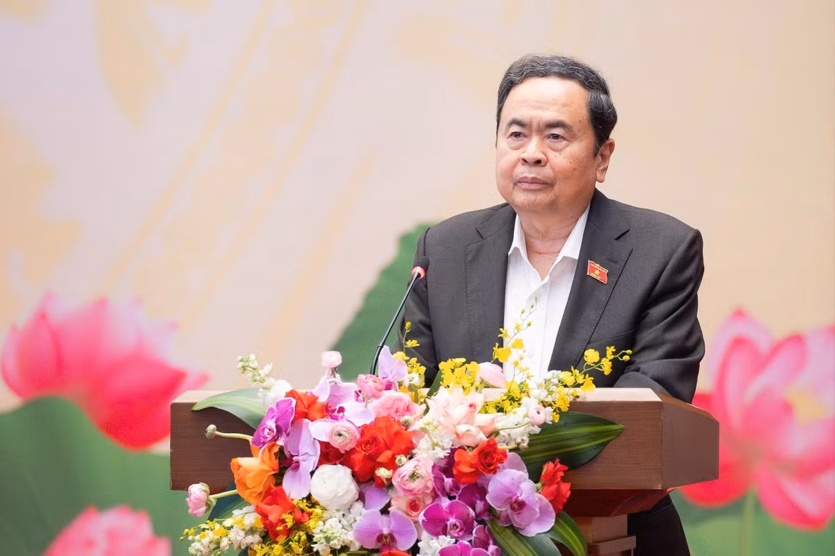 Chủ tịch Quốc hội Trần Thanh Mẫn phát biểu tại Hội nghị. Ảnh: VGP